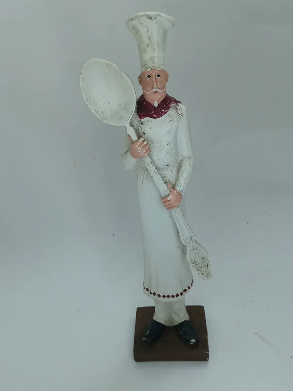 Vtg Tall Italian Skinny Chef Holding A Spoon Resin Figure/Statue Kitchen Decor